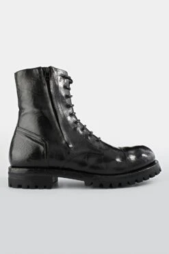 CAMDEN Tar-black Double-zip Military Boots.