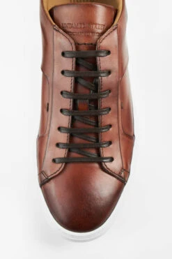SKYE Cognac Folded Patina Sneakers. -Untamedstreet Shop SKYE men sneakers cognac brown luxury calf leather patina made in italyMACROSSNEAKERS02193