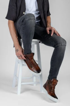 SOHO Cocoa-brown Patina High Sneakers. -Untamedstreet Shop SOHO men HT Sneakers Cocoa Brown LF 04 49768763 6469 4a3a 9b82 98a733e280fe