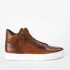 SOHO ROGUE Cognac Distressed High Sneakers.