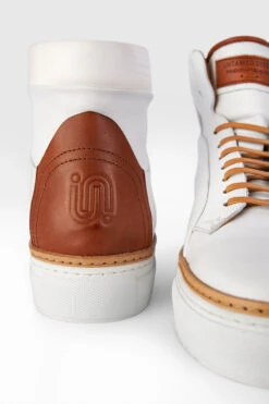 SOHO EDGE White Welted High Sneakers. 11 SOHO EDGE White Welted High Sneakers. -Untamedstreet Shop SOHO men sneakers trainers high white cognac brown luxury calf leather patina minimalist made in italy7488