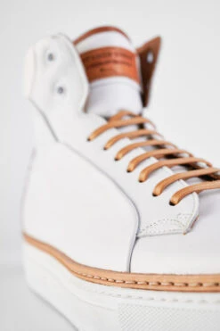 SOHO EDGE White Welted High Sneakers. 10 SOHO EDGE White Welted High Sneakers. -Untamedstreet Shop SOHO men sneakers trainers high white cognac brown luxury calf leather patina minimalist made in italy9218