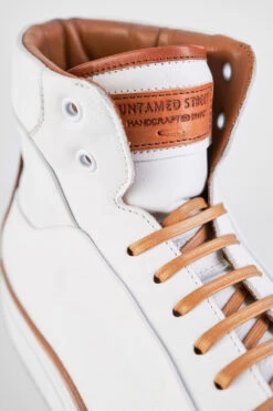 SOHO EDGE White Welted High Sneakers. 13 SOHO EDGE White Welted High Sneakers. -Untamedstreet Shop SOHO men sneakers trainers high white cognac brown luxury calf leather patina minimalist made in italy9223
