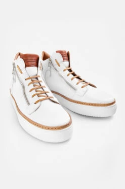 SOHO White Welted High Sneakers. -Untamedstreet Shop SOHO men sneakers trainers high white luxury calf leather minimalist made in italy7646
