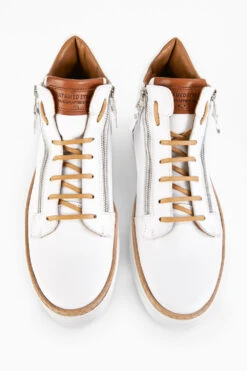 SOHO White Welted High Sneakers. -Untamedstreet Shop SOHO men sneakers trainers high white luxury calf leather minimalist made in italy8234