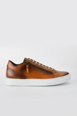 SOHO Light-tan Double-zip Patina Sneakers.