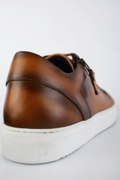 SOHO Light-tan Double-zip Patina Sneakers. 13 SOHO Light-tan Double-zip Patina Sneakers. -Untamedstreet Shop SOHO men sneakers trainers low brown luxury calf leather patina made in italy06