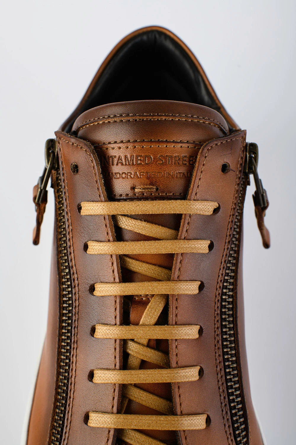 SOHO Light-tan Double-zip Patina Sneakers. 6 SOHO Light-tan Double-zip Patina Sneakers. - Image 6