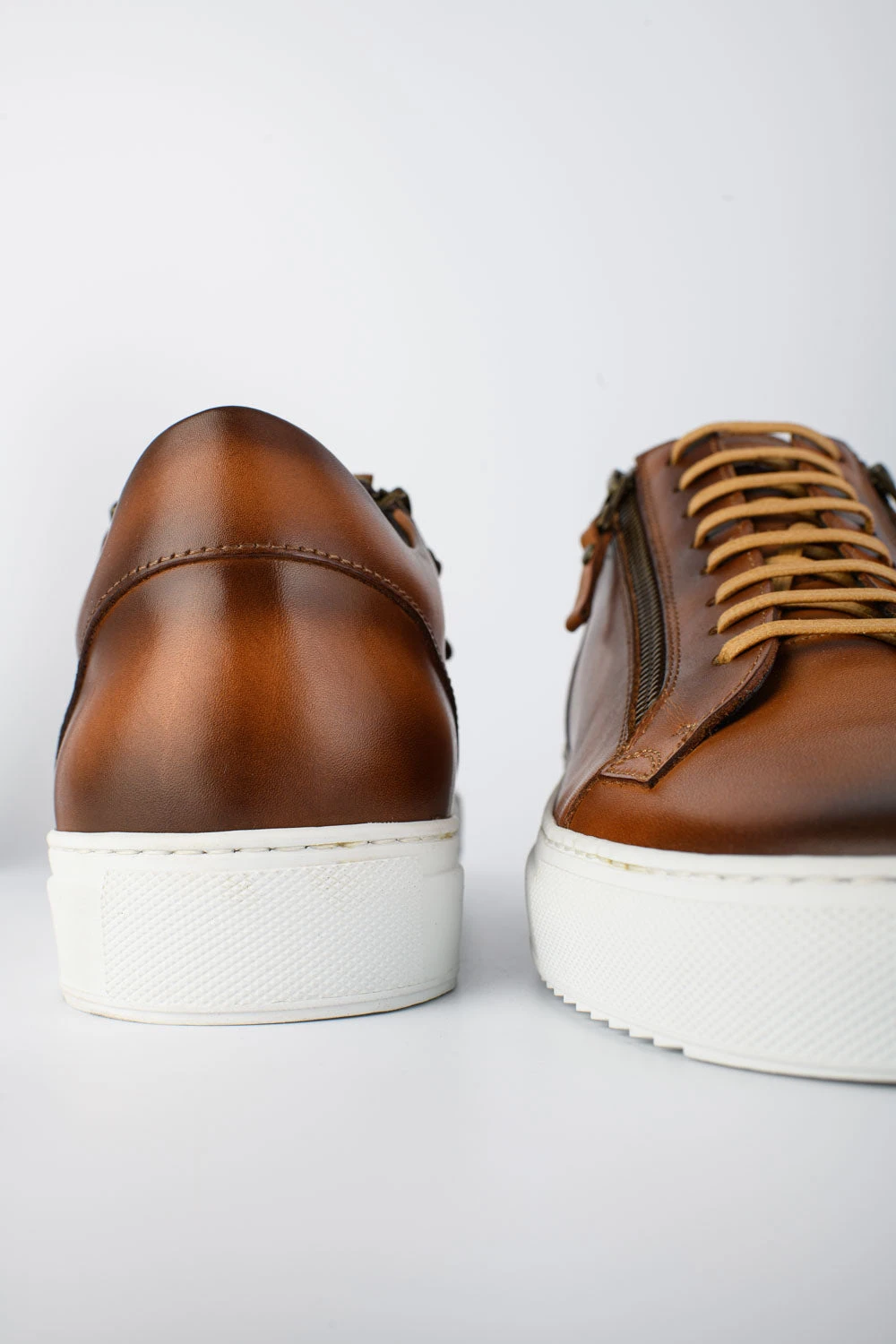 SOHO Light-tan Double-zip Patina Sneakers. 8 SOHO Light-tan Double-zip Patina Sneakers. - Image 8