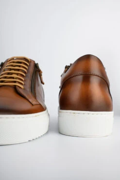 SOHO Light-tan Double-zip Patina Sneakers. 17 SOHO Light-tan Double-zip Patina Sneakers. -Untamedstreet Shop SOHO men sneakers trainers low brown luxury calf leather patina made in italy08 14369aa5 9775 475a a031 b60850f4a9a7