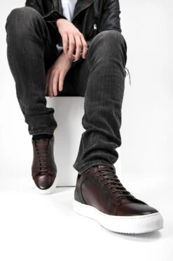 SOHO Chestnut Patina Sneakers. 18 SOHO Chestnut Patina Sneakers. -Untamedstreet Shop SOHO men sneakers trainers low chestnut brown luxury calf leather patina made in italy10585