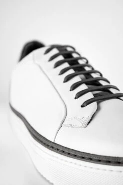 SOHO EDGE White Grey Welted Sneakers. -Untamedstreet Shop SOHO men sneakers trainers low white grey luxury calf leather patina minimalist made in italy9173