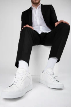 SOHO White-whisper Sneakers. -Untamedstreet Shop SOHO men sneakers trainers low white luxury calf leather minimalist made in italy10925