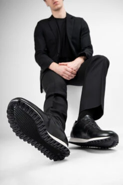 SOHO Tuxedo-black Runners. 17 SOHO Tuxedo-black Runners. -Untamedstreet Shop SOHO men sneakers trainers runners black luxury calf leather patina made in italy10649