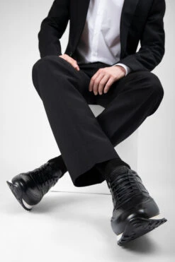 SOHO Tuxedo-black Runners. 19 SOHO Tuxedo-black Runners. -Untamedstreet Shop SOHO men sneakers trainers runners black luxury calf leather patina made in italy10655