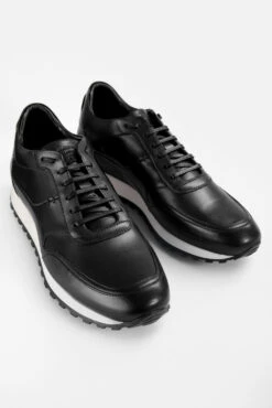 SOHO Tuxedo-black Runners. 14 SOHO Tuxedo-black Runners. -Untamedstreet Shop SOHO men sneakers trainers runners black luxury calf leather patina made in italy7576