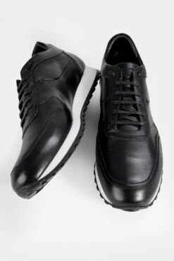 SOHO Tuxedo-black Runners. 13 SOHO Tuxedo-black Runners. -Untamedstreet Shop SOHO men sneakers trainers runners black luxury calf leather patina made in italy8085