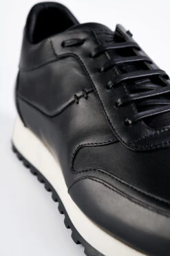 SOHO Tuxedo-black Runners. 15 SOHO Tuxedo-black Runners. -Untamedstreet Shop SOHO men sneakers trainers runners black luxury calf leather patina made in italy9268