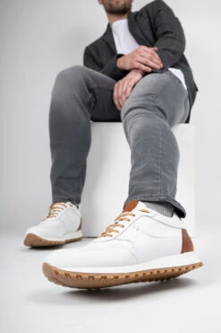 SOHO White-whisper Runners. -Untamedstreet Shop SOHO men sneakers trainers runners white luxury calf leather minimalist made in italy10803