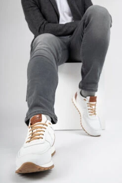 SOHO White-whisper Runners. -Untamedstreet Shop SOHO men sneakers trainers runners white luxury calf leather minimalist made in italy10821