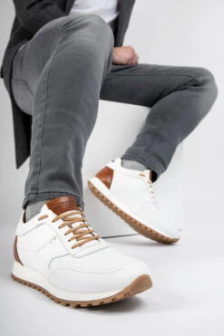 SOHO White-whisper Runners. -Untamedstreet Shop SOHO men sneakers trainers runners white luxury calf leather minimalist made in italy10824