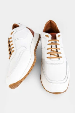 SOHO White-whisper Runners. -Untamedstreet Shop SOHO men sneakers trainers runners white luxury calf leather minimalist made in italy8087