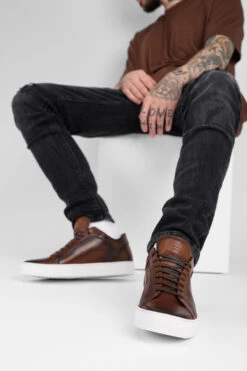 SOHO Cocoa-brown Patina Sneakers. -Untamedstreet Shop UntamedStreetModelDay103759