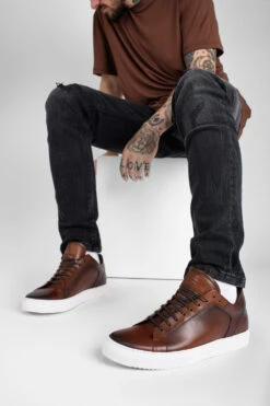 SOHO Cocoa-brown Patina Sneakers. -Untamedstreet Shop UntamedStreetModelDay103781