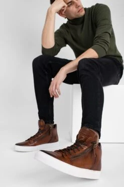 SOHO Cocoa-brown Patina High Sneakers. -Untamedstreet Shop UntamedStreetModelDay103870