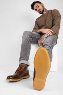 HAMPTON Rich-umber Brogue Chukka Boots. -Untamedstreet Shop UntamedStreetModelDay103883