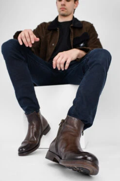 SLOANE Ice-brown Double-zip Ankle Boots. -Untamedstreet Shop UntamedStreetModelDay104240