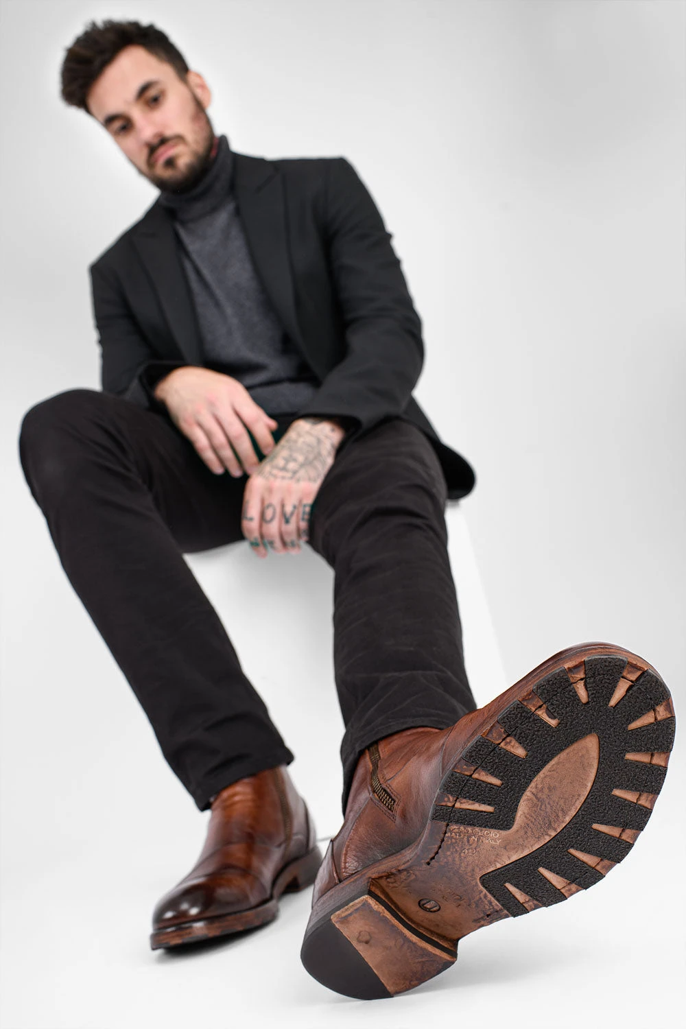 ASTON EDGE Cognac Laceless Ankle Boots. 5 ASTON EDGE Cognac Laceless Ankle Boots. - Image 5