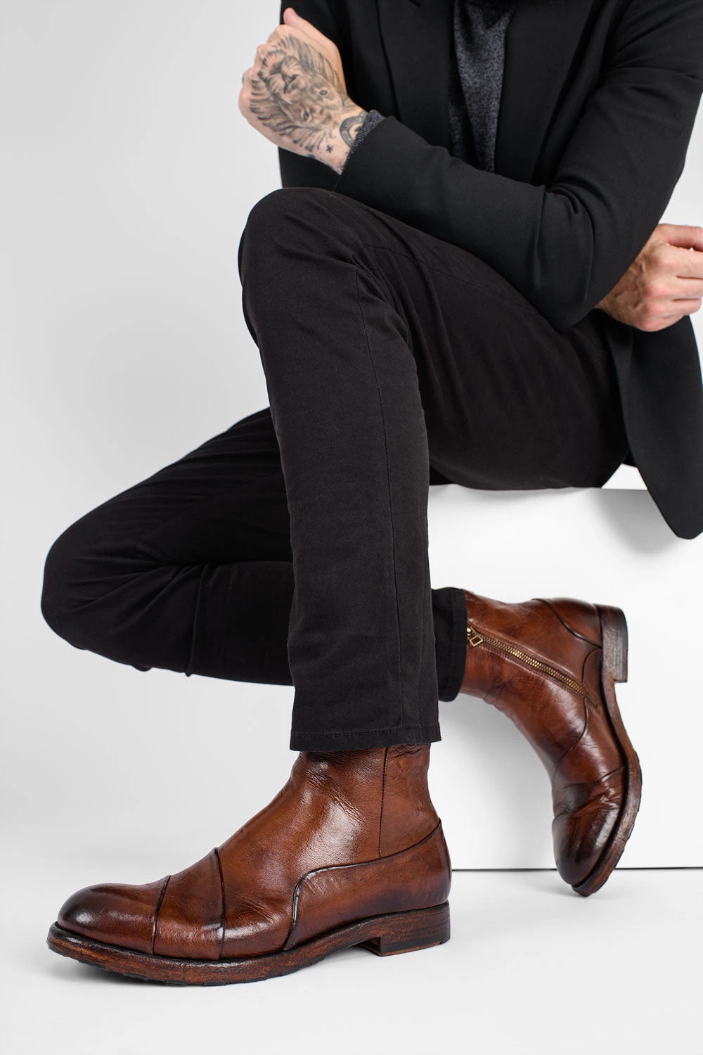 ASTON EDGE Cognac Laceless Ankle Boots. 6 ASTON EDGE Cognac Laceless Ankle Boots. - Image 6