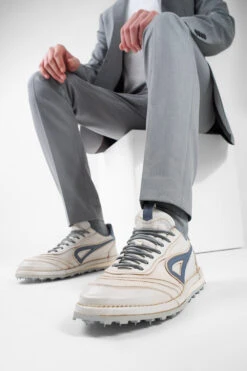 WYRE Off-white & Blue Nappa Sneakers. -Untamedstreet Shop WYRE off white blue sneaker LF SS25 00916