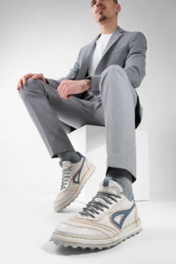 WYRE Off-white & Blue Nappa Sneakers. -Untamedstreet Shop WYRE off white blue sneaker LF SS25 00926