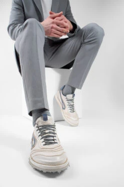 WYRE Off-white & Blue Nappa Sneakers. -Untamedstreet Shop WYRE off white blue sneaker LF SS25 00948