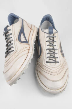 WYRE Off-white & Blue Nappa Sneakers. -Untamedstreet Shop WYREoff white bluesneakerMID SNK 08359