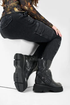 CROFT Urban-black Lightweight Bikers. 23 CROFT Urban-black Lightweight Bikers. -Untamedstreet Shop Women wearing CROFT urban black biker leather boots 24595