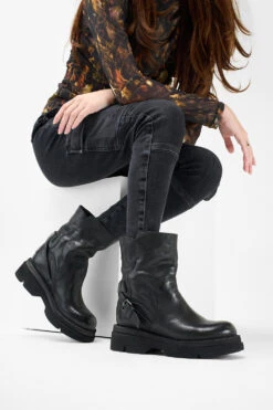 CROFT Urban-black Lightweight Bikers. 18 CROFT Urban-black Lightweight Bikers. -Untamedstreet Shop Women wearing CROFT urban black biker leather boots 24602