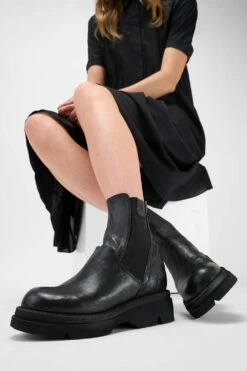 CROFT Urban-black Lightweight Chelsea Boots. -Untamedstreet Shop Women wearing CROFT urban black lightweight chelsea leather boots 243757