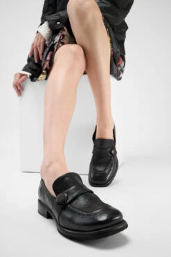 IVES Urban-black Slip On Shoes. 16 IVES Urban-black Slip On Shoes. -Untamedstreet Shop Women wearing IVES black slip on leather loafers 241836