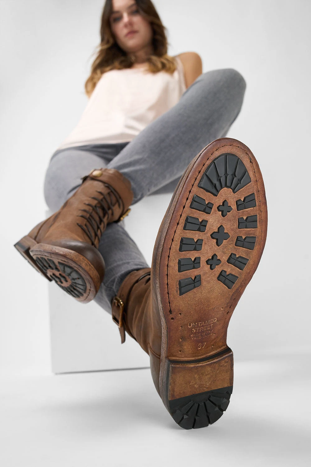 SLOANE Chocolate Lace Up Buckle Boots. 6 SLOANE Chocolate Lace Up Buckle Boots. - Image 6