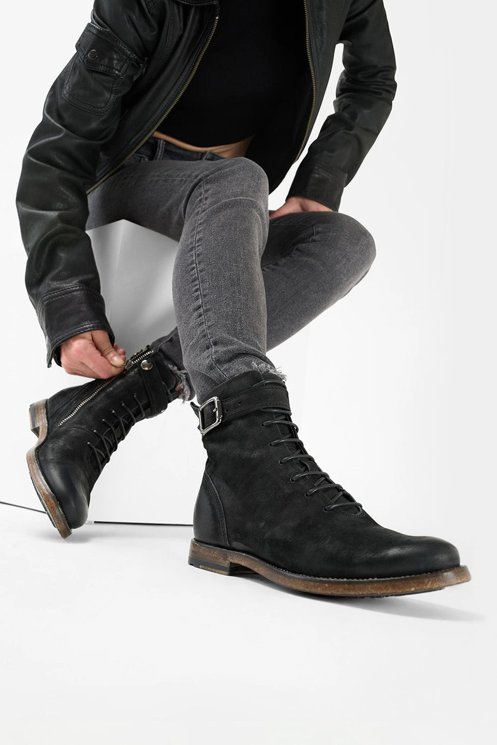 SLOANE Matte-black Lace Up Buckle Boots. 6 SLOANE Matte-black Lace Up Buckle Boots. - Image 6