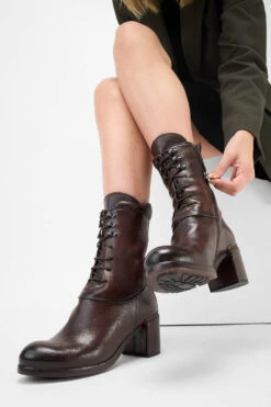 MADISON Chocolate-brown High Commando Boots. 17 MADISON Chocolate-brown High Commando Boots. -Untamedstreet Shop WomenwearingMADISONchocolate brownhighlaceupleatherboots243902