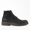 YALE Distressed-black Welted Derby Lace Up Boots.