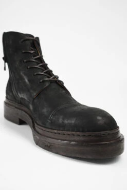 YALE Distressed-black Welted Derby Lace Up Boots. -Untamedstreet Shop YALE distressed black welted derby lace up leather boots W2406199 1