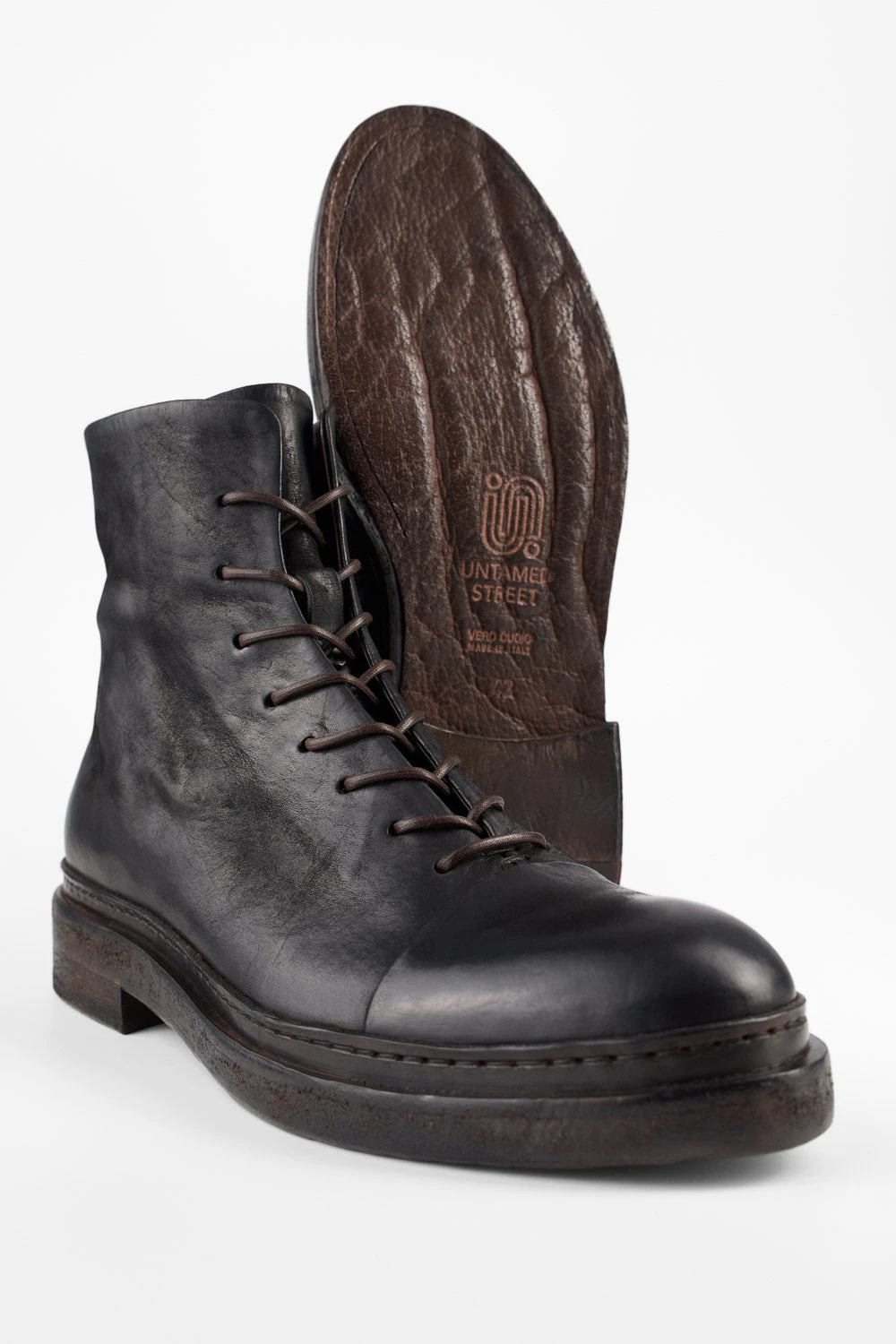 YALE Matte-black Welted Oxford Lace Up Boots. 2 YALE Matte-black Welted Oxford Lace Up Boots. - Image 2