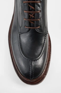 YORK Imperial-black Welted Apron Derby Shoes. -Untamedstreet Shop YORK men apron shoes black luxury leather distressed made in italyMACROS02008