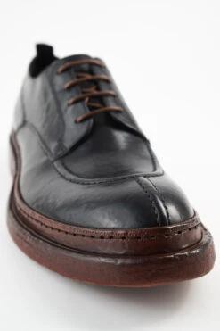 YORK Imperial-black Welted Apron Derby Shoes. -Untamedstreet Shop YORK men apron shoes black luxury leather distressed made in italyMACROS02009