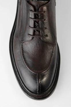 YORK Dark-cocoa Welted Apron Derby Shoes. -Untamedstreet Shop YORK men oxford shoes plum brown luxury calf leather distressed made in italyCapture0080 2